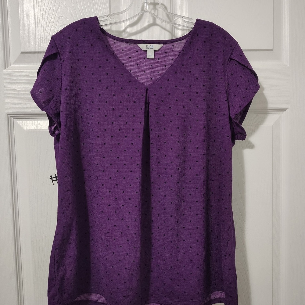 Croft and barrow Purple Dotted Blouse